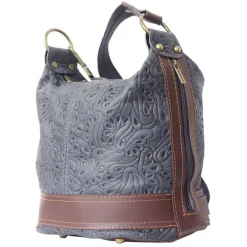 Florence ,Rucksack wandelbar Damen Handtasche Leder grau OTF104K