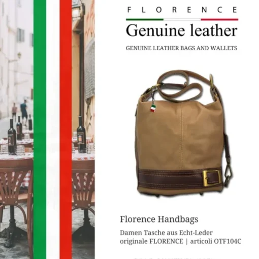 Florence ,Rucksack wandelbar Damen Echt-Leder braun taupe OTF104C