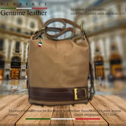 Florence ,Rucksack wandelbar Damen Echt-Leder braun taupe OTF104C