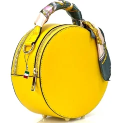 Florence runde Damen echtes Leder Handtasche gelb OTF819Y