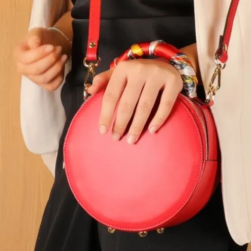 Florence runde Damen echtes Leder Handtasche gelb OTF819Y