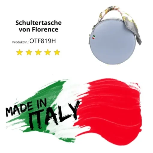 Florence runde Damen echtes Leder Handtasche hellblau OTF819H
