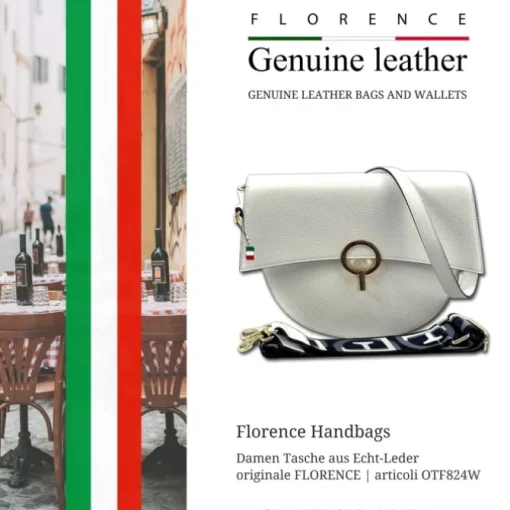 Florence Satteltasche Echtleder Damen weiß OTF824W