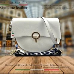 Florence Satteltasche Echtleder Damen weiß OTF824W