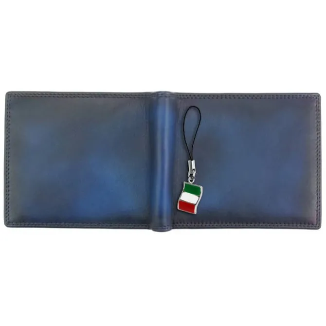 Florence Vintage Portemonnaie echtes Leder blau Brieftasche OPF100B