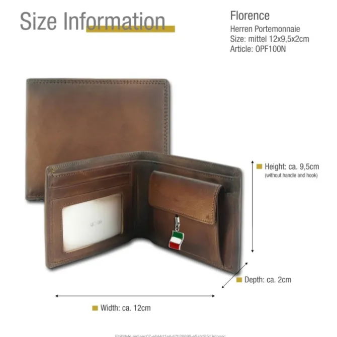 Florence Vintage Portemonnaie echtes Leder braun Brieftasche OPF100N