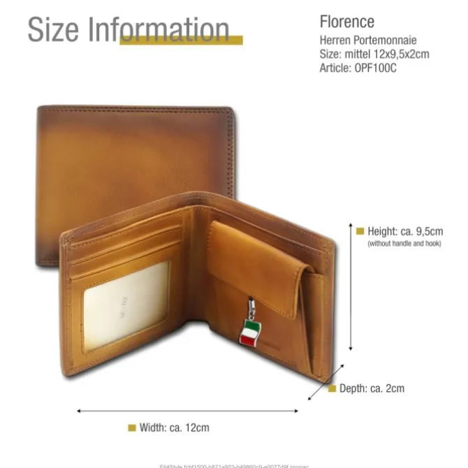 Florence Vintage Portemonnaie Echtleder cognac Brieftasche OPF100C