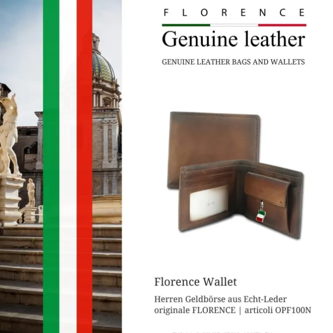 Florence Vintage Portemonnaie echtes Leder braun Brieftasche OPF100N