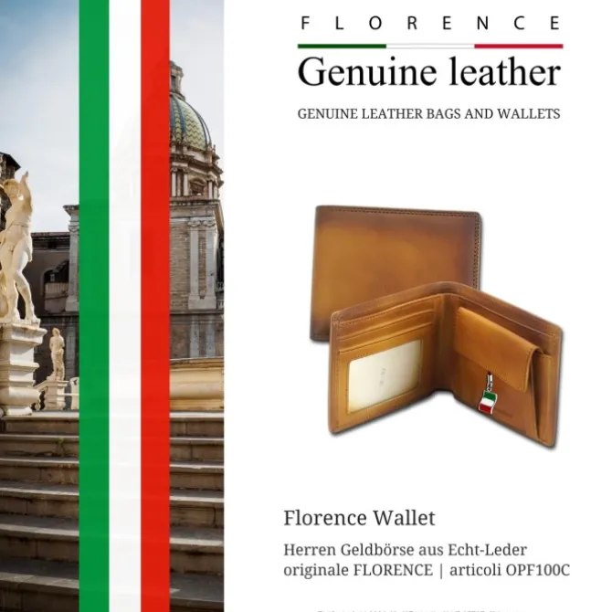 Florence Vintage Portemonnaie Echtleder cognac Brieftasche OPF100C