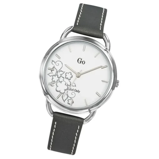 Girl Only GO Damenuhr Analog Quarzuhr mit Lederarmband grau weiß UGO699107