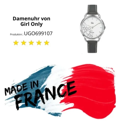 Girl Only GO Damenuhr Analog Quarzuhr mit Lederarmband grau weiß UGO699107