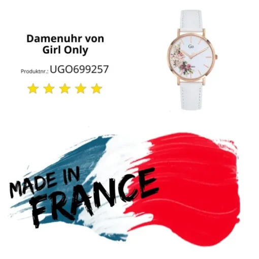 Girl Only GO Damenuhr Analog Quarzuhr mit Lederarmband weiß UGO699257