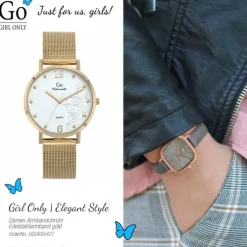 Girl Only GO Damenuhr Analog Quarzuhr mit Edelstahlarmband gold UGO695427
