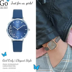 Girl Only GO Damenuhr Analog Quarzuhr mit Lederarmband blau UGO699364