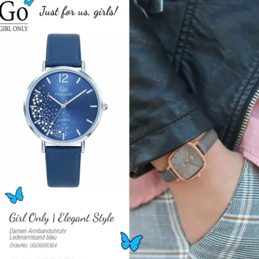 Girl Only GO Damenuhr Analog Quarzuhr mit Lederarmband blau UGO699364