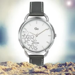 Girl Only GO Damenuhr Analog Quarzuhr mit Lederarmband grau weiß UGO699107