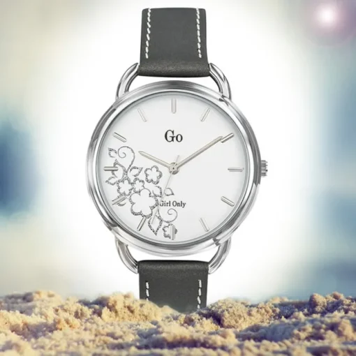 Girl Only GO Damenuhr Analog Quarzuhr mit Lederarmband grau weiß UGO699107