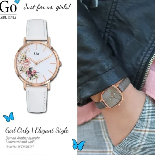 Girl Only GO Damenuhr Analog Quarzuhr mit Lederarmband weiß UGO699257