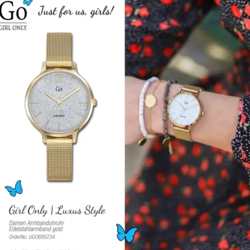 Girl Only GO Damenuhr Analog Quarzuhr mit Edelstahlarmband gold UGO695234