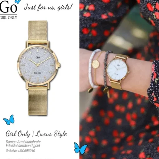 Girl Only GO Damenuhr Analog Quarzuhr mit Edelstahlarmband gold UGO695940