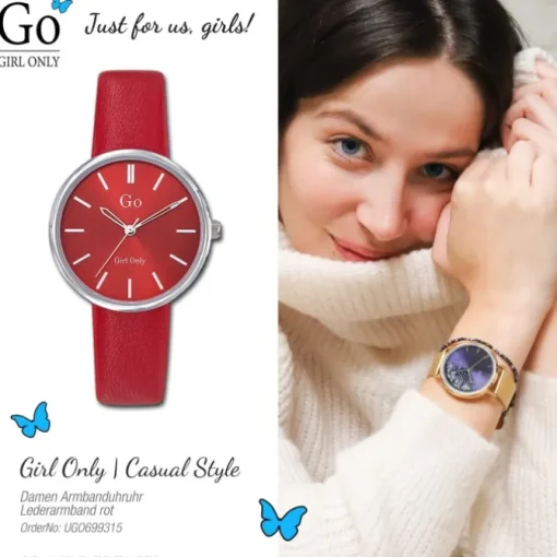 Girl Only GO Damenuhr Analog Quarzuhr mit Lederarmband rot UGO699315