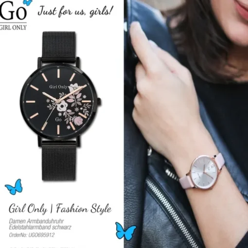 Girl Only GO Damenuhr Analog Quarzuhr mit Edelstahlarmband schwarz UGO695912