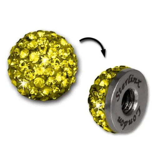 Glitzerkugel gelb für Sterlinx London Shamballa Armband SHB00Y