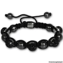 Glitzerkugel schwarz für Sterlinx London Shamballa Armband SHB00S