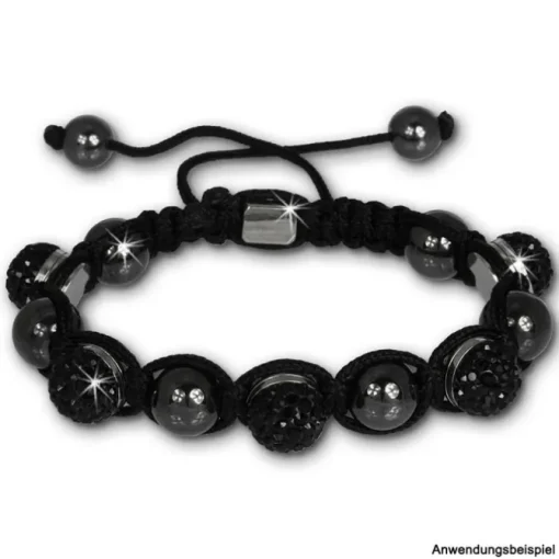Glitzerkugel schwarz für Sterlinx London Shamballa Armband SHB00S