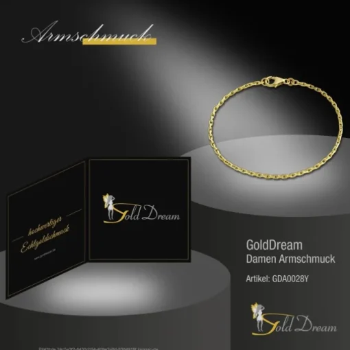 GoldDream Armband Anker diamantiert 333 Gold 18,5cm 8 Karat GDA0028Y