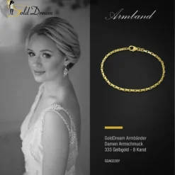 GoldDream Armband Anker diamantiert 333 Gold 18,5cm 8 Karat GDA0228Y