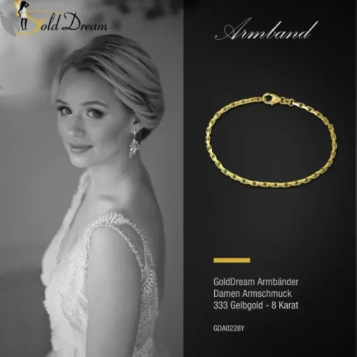 GoldDream Armband Anker diamantiert 333 Gold 18,5cm 8 Karat GDA0228Y