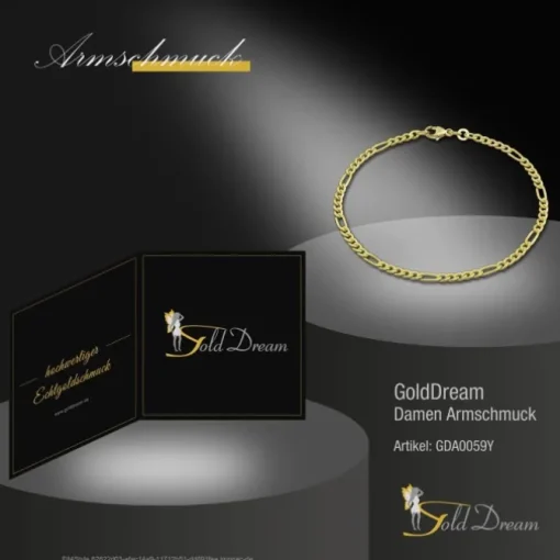 GoldDream Armband Figaro diamantiert 333 Gold 19cm 8 Karat GDA0059Y