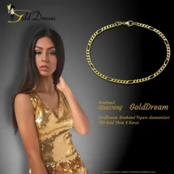 GoldDream Armband Figaro diamantiert 333 Gold 19cm 8 Karat GDA0169Y