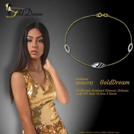 GoldDream Armband Glamour Zirkonia weiß 333 Gold 18,5cm 8 Karat GDA5018J