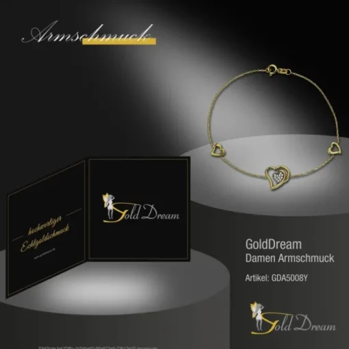 GoldDream Armband Herzen Zirkonia weiß 333 Gold 18,5cm 8 Karat GDA5008Y
