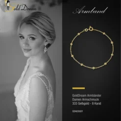 GoldDream Armband Kugeln 333 Gold 18,5cm 8 Karat Echtschmuck GDA0560Y