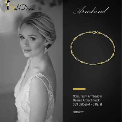 GoldDream Armband Singapur gedreht 333 Gold 19cm 8 Karat GDA0069Y