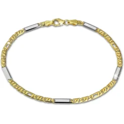 GoldDream Armband Tigerauge bicolor 333 Gold 19cm 8 Karat GDA0289T
