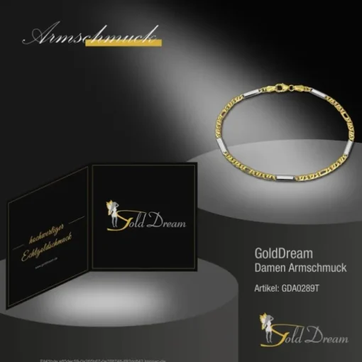 GoldDream Armband Tigerauge bicolor 333 Gold 19cm 8 Karat GDA0289T