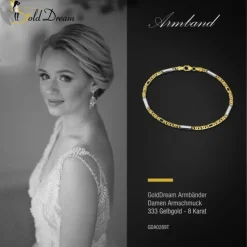GoldDream Armband Tigerauge bicolor 333 Gold 19cm 8 Karat GDA0289T