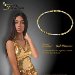 GoldDream Armband Tigerauge bicolor 333 Gold 19cm 8 Karat GDA0289T