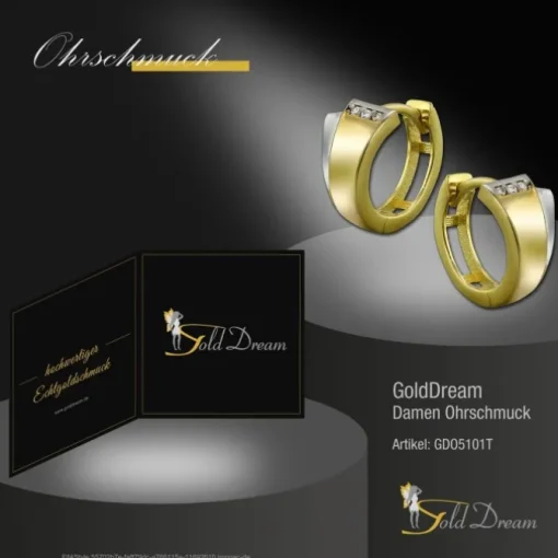 GoldDream Creole Bicolor Zirkonia Ohrring 333 Gold Echtschmuck GDO5101T