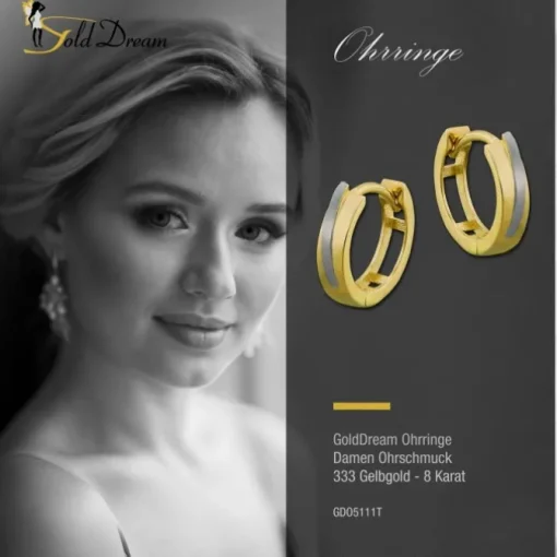 GoldDream Creole Bicolor 333 Gold Ohrring Echtschmuck GDO5111T