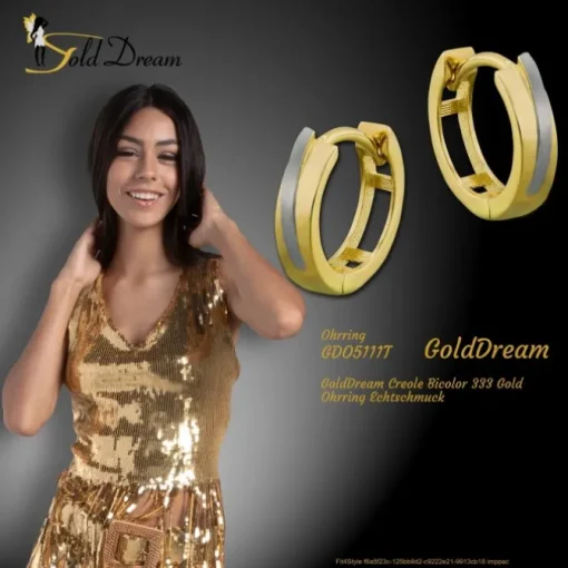 GoldDream Creole Bicolor 333 Gold Ohrring Echtschmuck GDO5111T