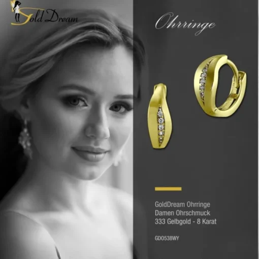 GoldDream Creole Blatt Zirkonia weiß Ohrring 333 Gelbgold Echtschmuck GDO538WY
