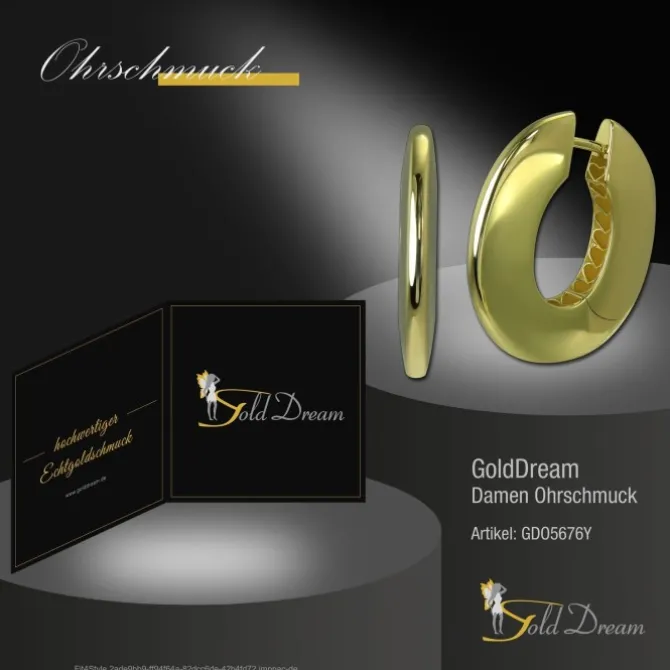 GoldDream Creole Classic 22mm Ohrring 333er Gelbgold Echtschmuck GDO5676Y