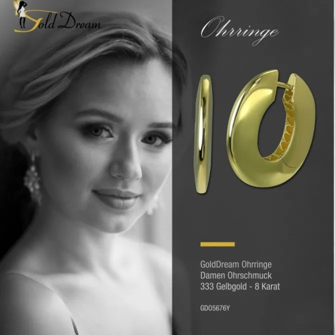 GoldDream Creole Classic 22mm Ohrring 333er Gelbgold Echtschmuck GDO5676Y