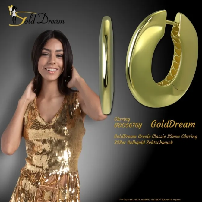 GoldDream Creole Classic 22mm Ohrring 333er Gelbgold Echtschmuck GDO5676Y