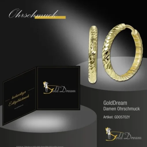 GoldDream Creole Cut 21mm Ohrring 333er Gelbgold Echtschmuck GDO5702Y